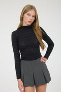 FLORAL JACQUARD MOCK TOP