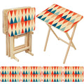 Foldable Snack Tables Set of 4 with Rack – Midcentury Retro Wooden TV Trays - 4 Pack - retro tv tray