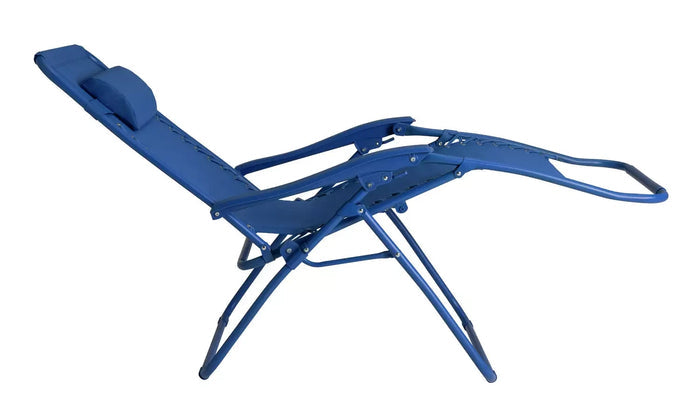 Folding Metal Zero Gravity Sun Lounger Blue | Outdoor Garden Reclining Chair