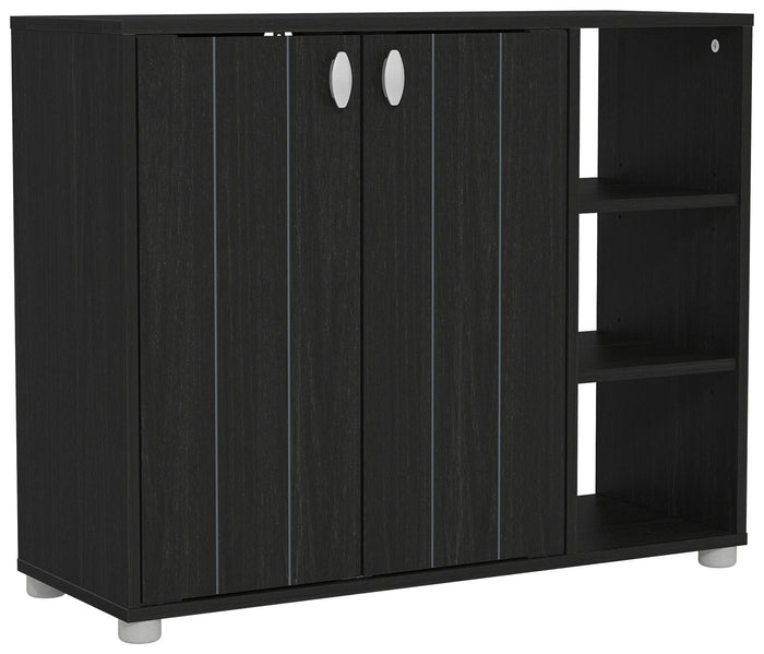 GFW Bideford 2 Door Shoe Storage Cabinet - Black | Footwear Storage Solution