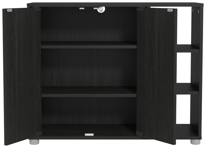 GFW Bideford 2 Door Shoe Storage Cabinet - Black | Footwear Storage Solution