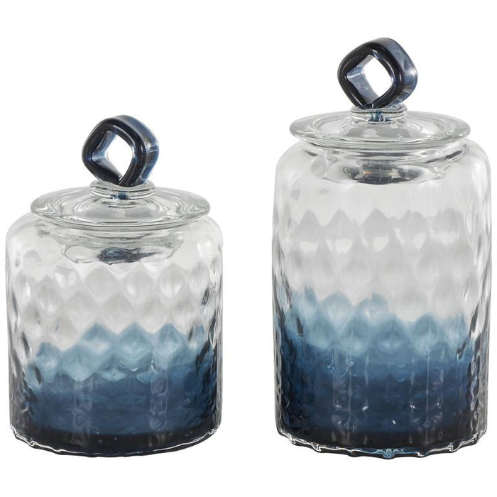 Glass Geometric Faceted Ombre Living Room Decorative Jars with Diamond Knobs