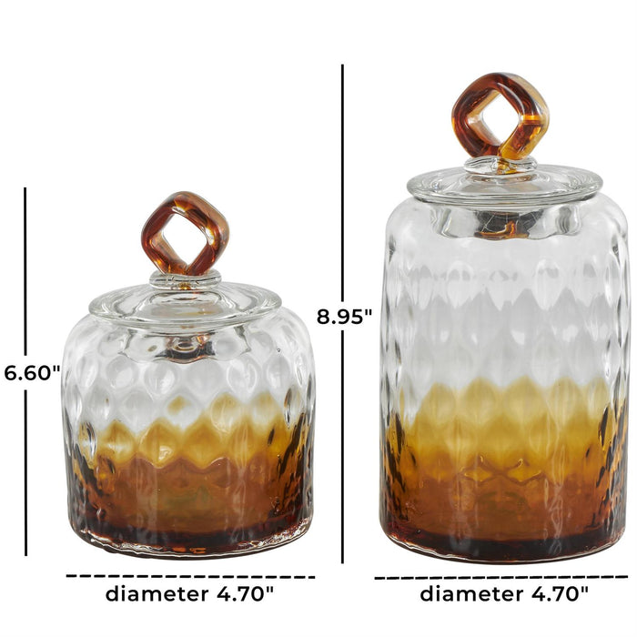 Glass Geometric Faceted Ombre Living Room Decorative Jars with Diamond Knobs