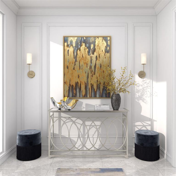 GOLD ALUMINUM DECORATIVE BOWL WITH GOLD INTERIOR