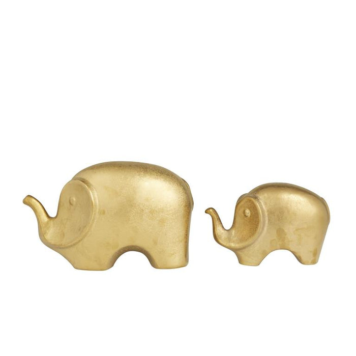 GOLD CERAMIC ELEPHANT SCULPTURE,