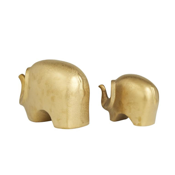 GOLD CERAMIC ELEPHANT SCULPTURE,