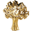 Gold Ceramic Tree Glossy Decorative Sculpture with Abstract Cutouts