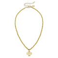 Gold Cross on Gold Beaded Necklace