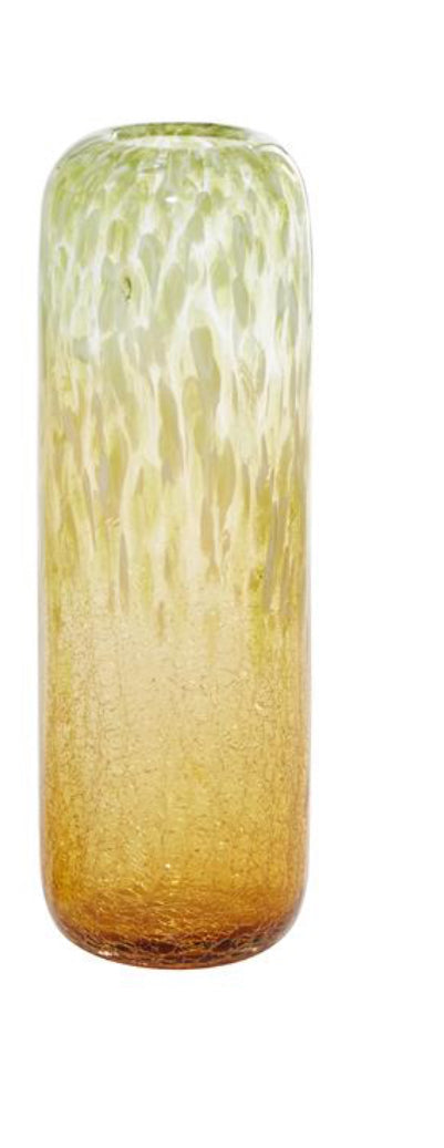 GOLD GLASS HANDMADE BLOWN VASE WITH OMBRE EFFECT, SET OF 2 17", 14"H