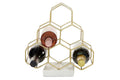 GOLD MARBLE 6 BOTTLE WINE RACK WITH MARBLE BASE