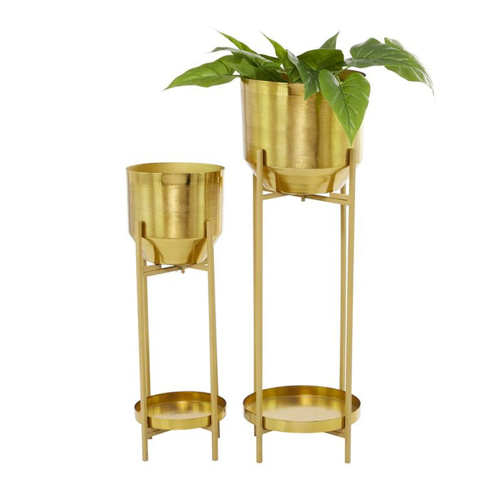 GOLD METAL PLANTER WITH REMOVABLE STAND