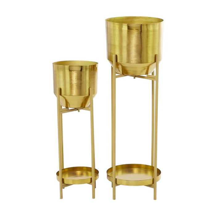 GOLD METAL PLANTER WITH REMOVABLE STAND