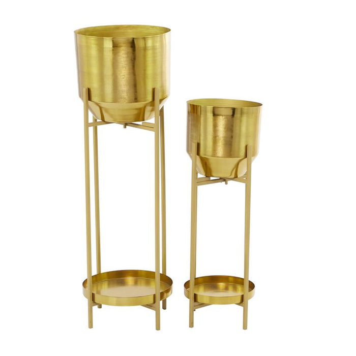 GOLD METAL PLANTER WITH REMOVABLE STAND