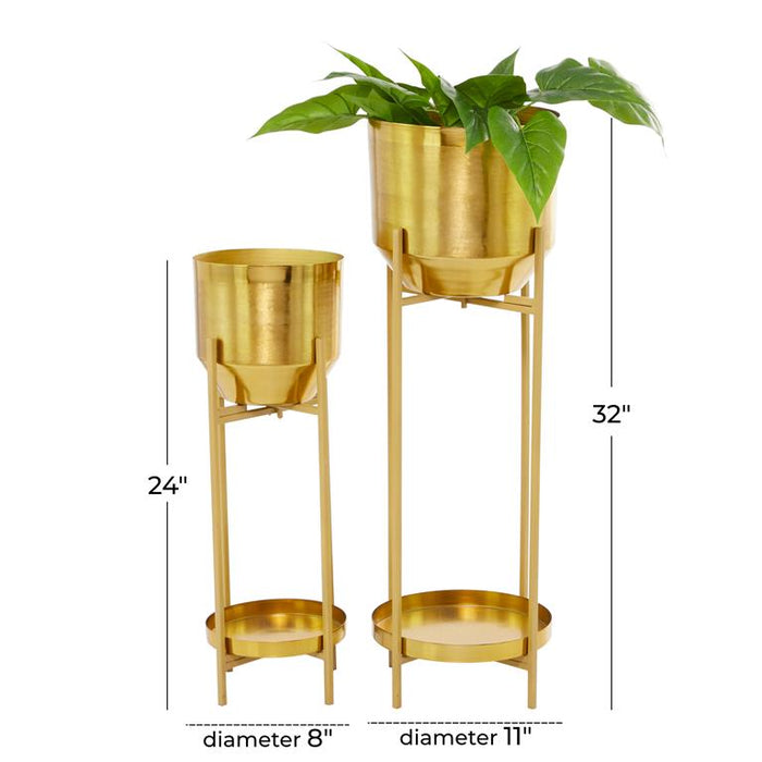 GOLD METAL PLANTER WITH REMOVABLE STAND