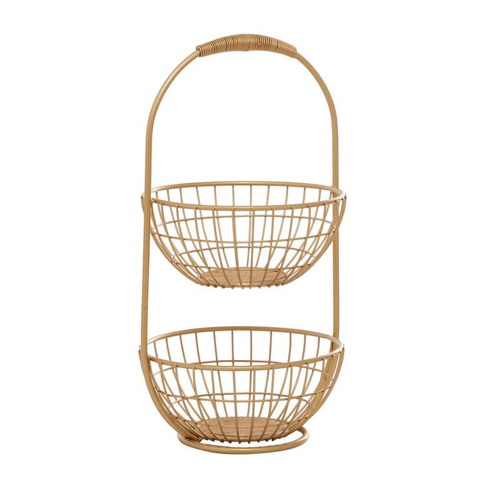 GOLD METAL TRADITIONAL STORAGE BASKET
