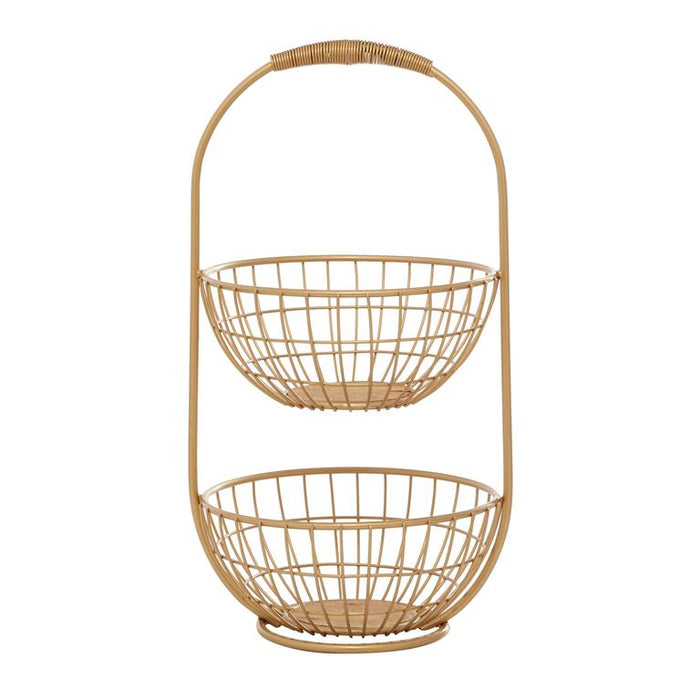 GOLD METAL TRADITIONAL STORAGE BASKET
