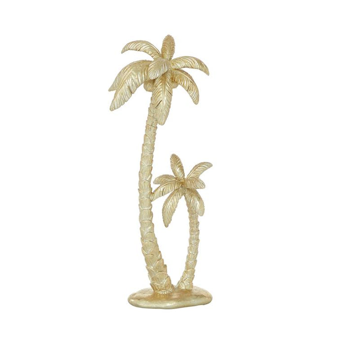 GOLD POLYRESIN TREE PALM SCULPTURE,