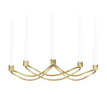GOLD STAINLESS STEEL 5 CANDLE CANDELABRA, 18" X 5" X 4"