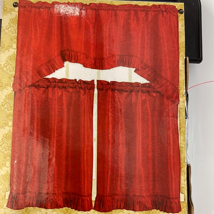 GOLDEN 3pc Ruffle Kitchen Curtain