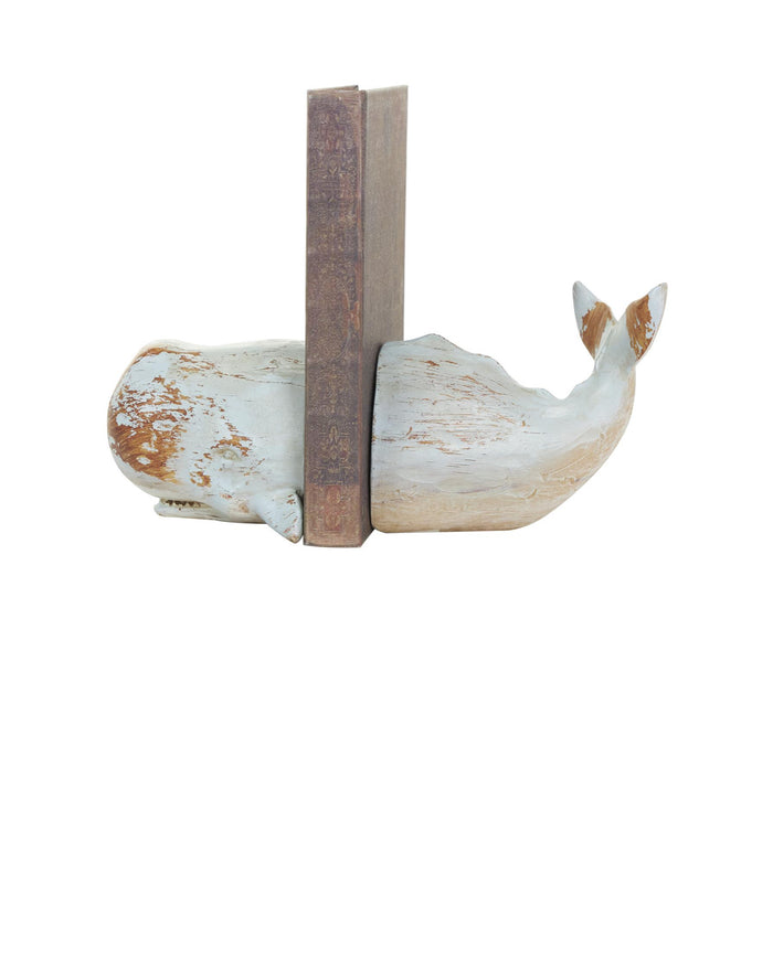 GRAY POLYSTONE WHALE BOOKENDS