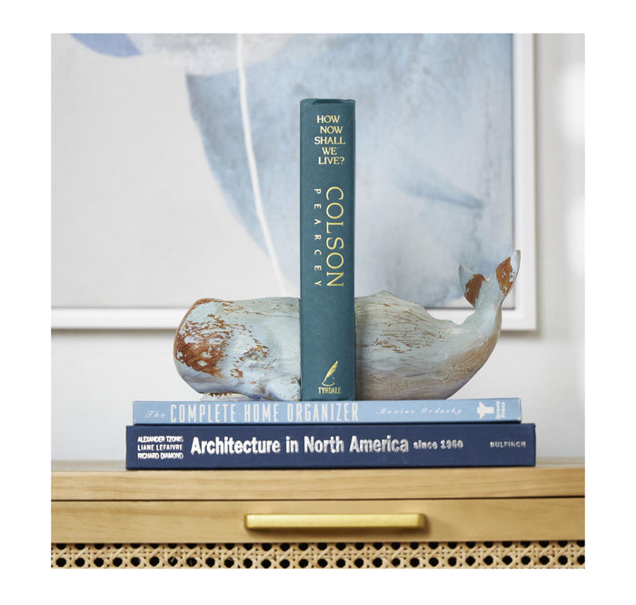 GRAY POLYSTONE WHALE BOOKENDS