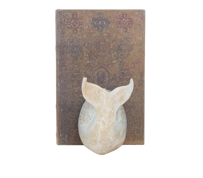 GRAY POLYSTONE WHALE BOOKENDS