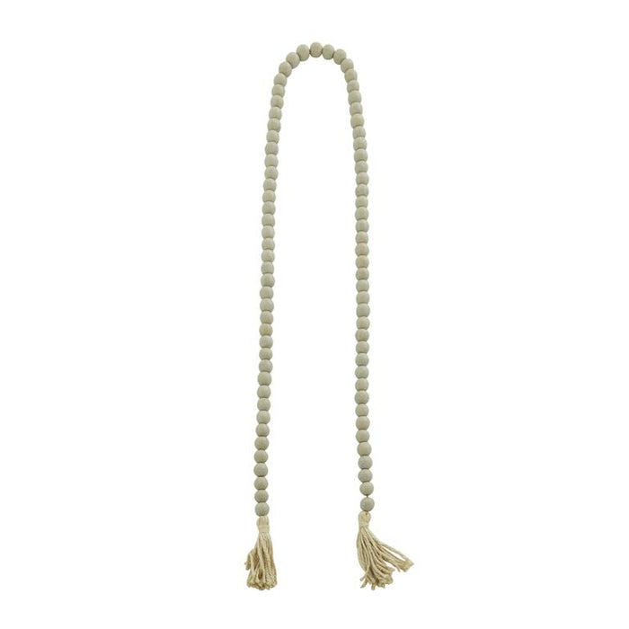 GRAY WOOD HANDMADE BEADED GARLAND WITH TASSEL