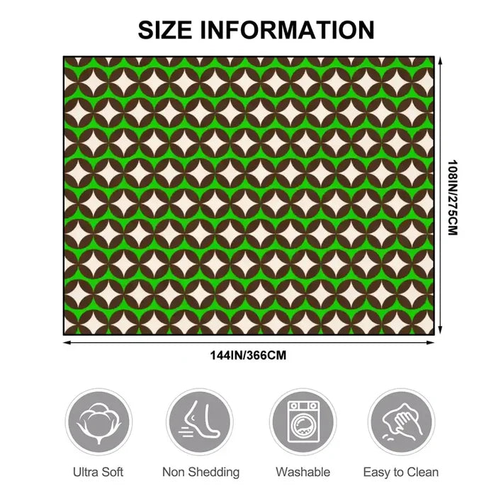 Green Brown White 70s Retro Area Rug – Large Midcentury Non-Slip Carpet - Rugs & Mats - retro