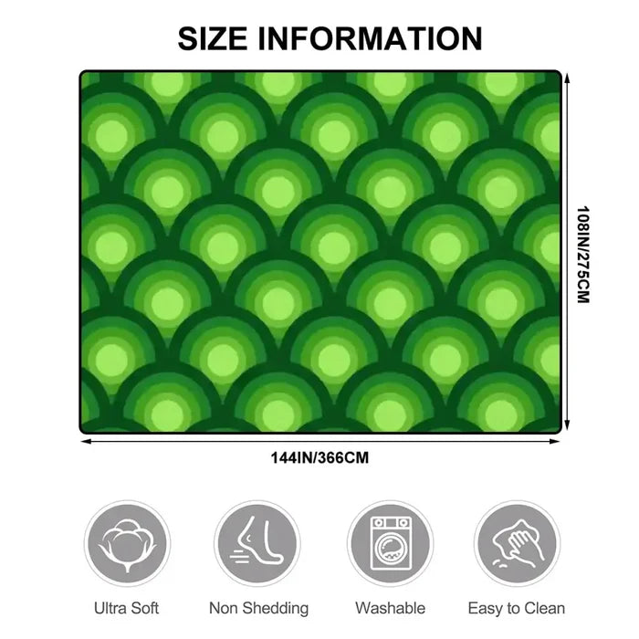 Green Extra Large Peacock Eyes Retro 70s Rug – Midcentury Non-Slip Carpet - retro ads