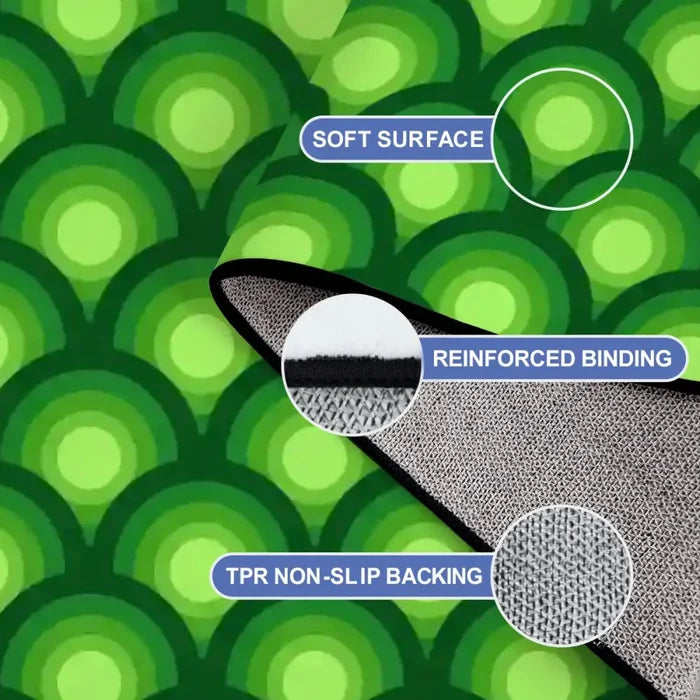 Green Extra Large Peacock Eyes Retro 70s Rug – Midcentury Non-Slip Carpet - retro ads