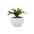 GREEN FAUX FOLIAGE AGAVE ARTIFICIAL PLANT WITH WHITE CERAMIC