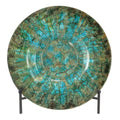 GREEN GLASS GEOMETRIC MOSAIC INSPIRED CHARGER WITH STAND