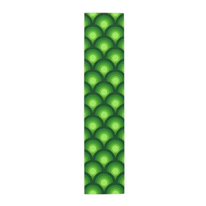 Green Peacock Eye Retro 70s Table Runner in 2 Sizes - Midcentury Decor - 16’’ × 72’’ / Polyester - Home Decor