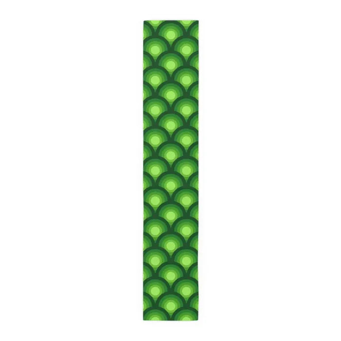 Green Peacock Eye Retro 70s Table Runner in 2 Sizes - Midcentury Decor - 16’’ × 90’’ / Polyester - Home Decor