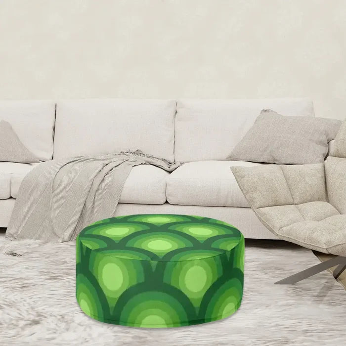 Green Retro 70s Inflatable Footstool – Midcentury Modern Ottoman - pouf