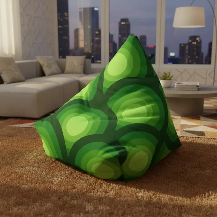 Green Shades Retro Bean Bag Chair Cover - Colorful Lounge Living Room Seat - retro bean bag