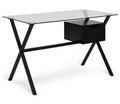 Habitat Dria 1 Drawer Glass Medium size Desk - Black