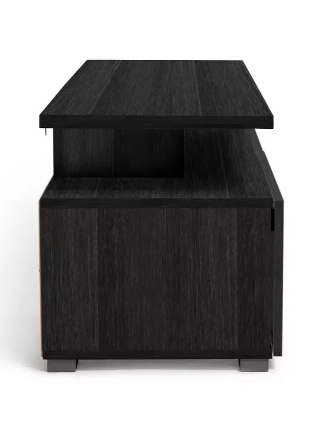 Habitat Floating Top TV Unit - Black & Brown | Media Stand with Storage Shelves