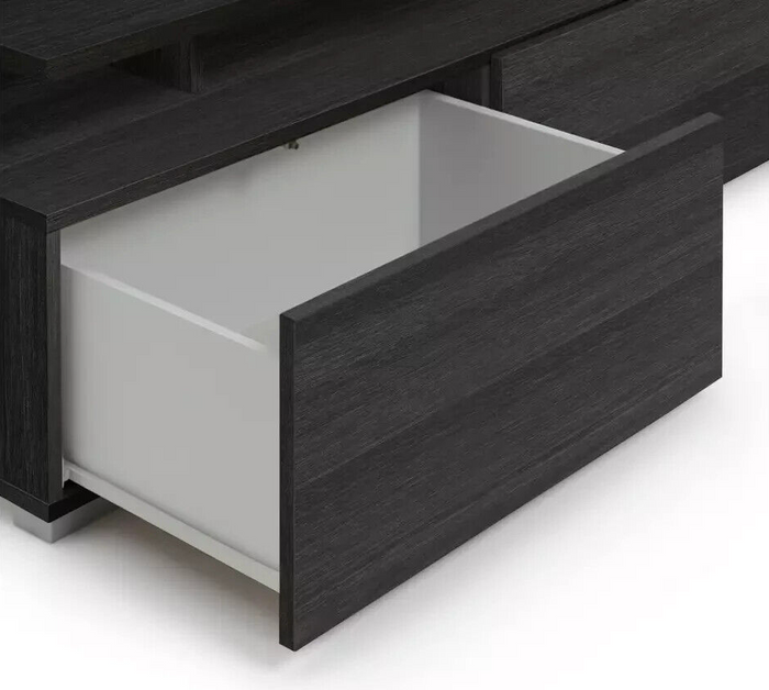 Habitat Floating Top TV Unit - Black & Brown | Media Stand with Storage Shelves
