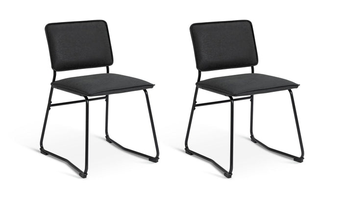 Habitat Loft Living Pair of Faux Leather Dining Chairs-Black