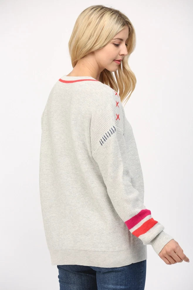 HEART EMBROIDERED CARDI