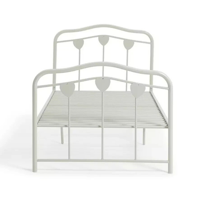 Hearts Single Metal Bed Frame - White ( B Grade 21231 )