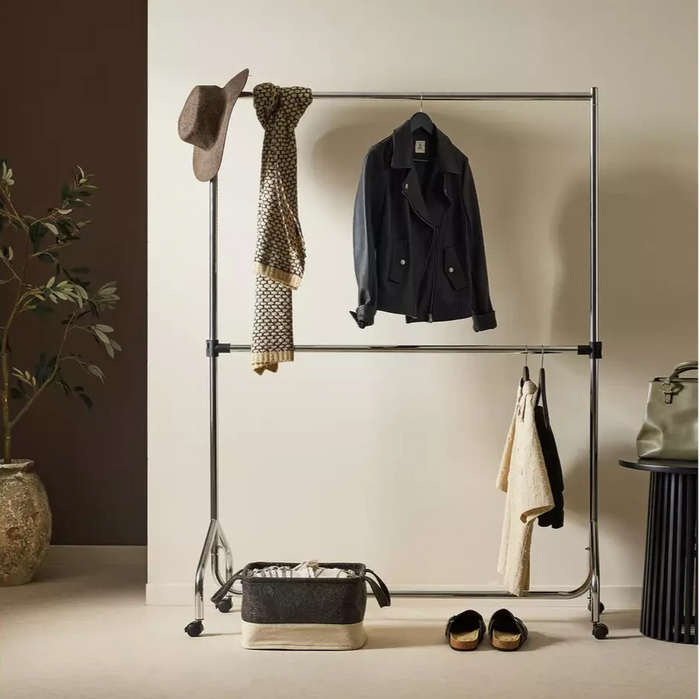 Heavy Duty 4 Feet Clothes Rail Chrome | Garment Hanging Rail Clothes Storage