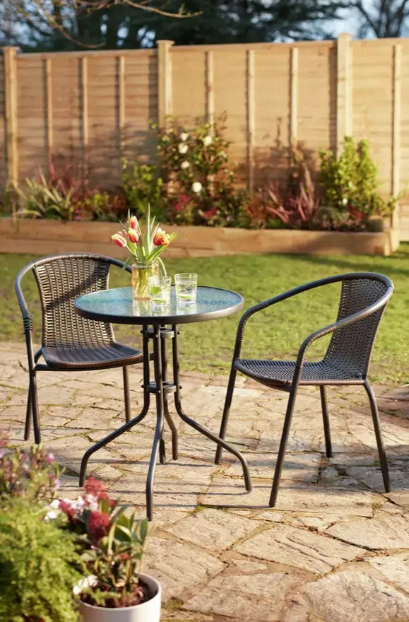 Home 2 Seater Rattan Effect Garden Bistro Set - Brown | Outdoor Patio Furniture