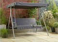 Home 3 Seater Metal Garden Swing Chair Grey | Outdoor Patio Swing Seat Furniture
