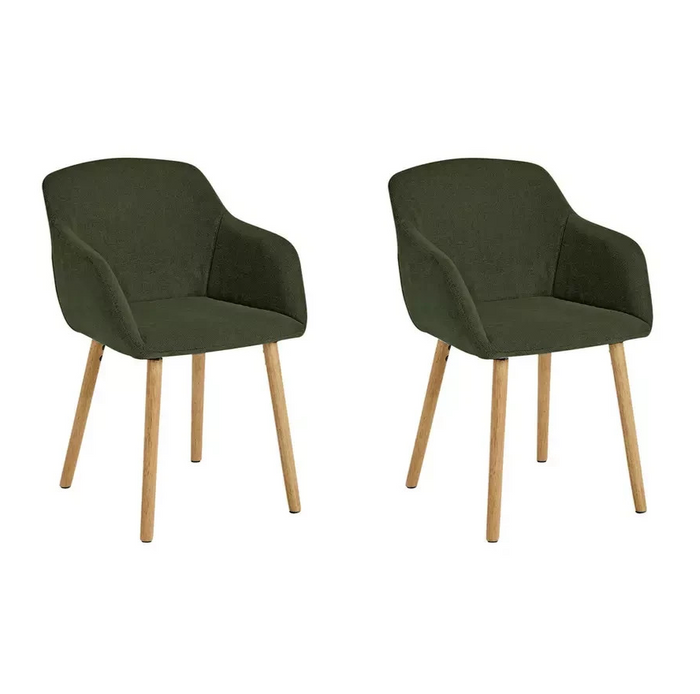 Home Alarik Pair of Fabric Dining Chairs Green | Upholstered Dining Seating