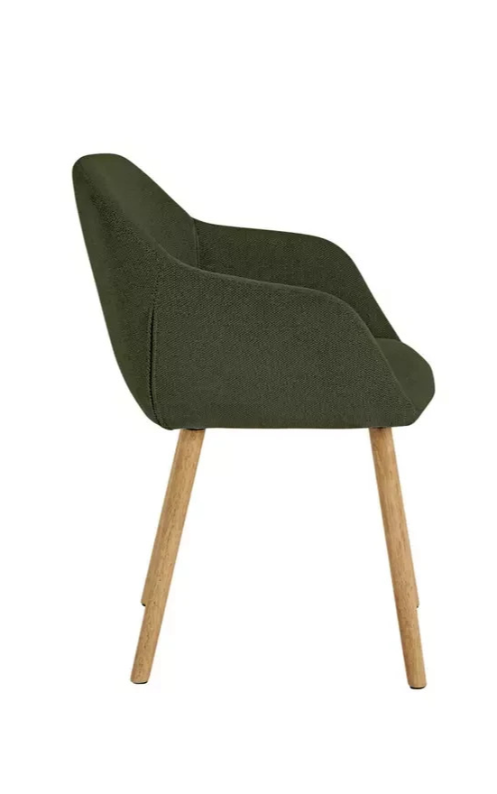 Home Alarik Pair of Fabric Dining Chairs Green | Upholstered Dining Seating