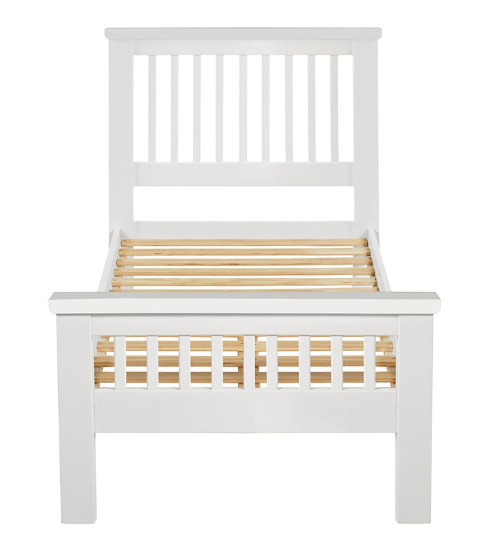 Home Aubrey Single Wooden Bed Frame - White | Sturdy Kids or Guest Bed