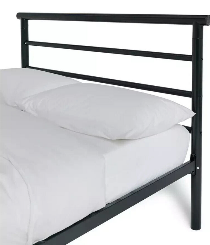 Home Avalon Double Metal Bed Frame - Black | Sturdy Durable 4FT6 Bed Frame