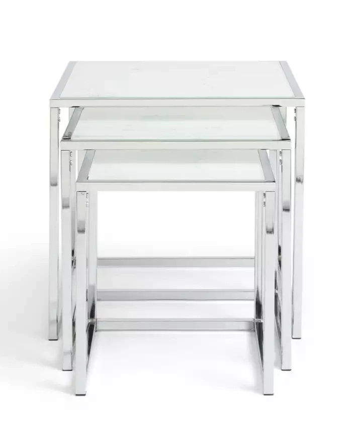 Home Boutique Nest of 3 Tables Marble Effect | Living Room Side Tables Set